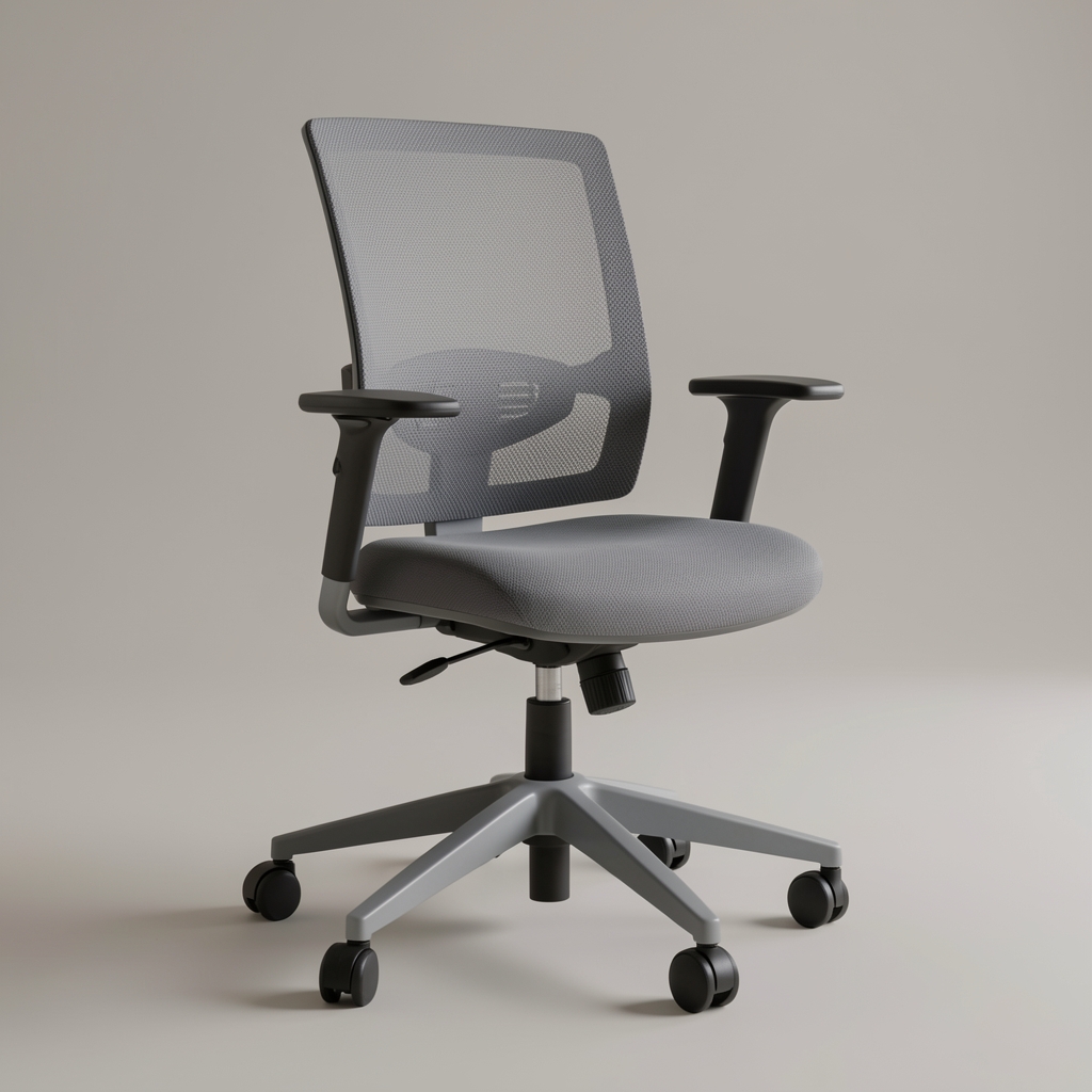 Silla Nube Ergo color gris con respaldo de malla y base de cinco ruedas sobre fondo neutro